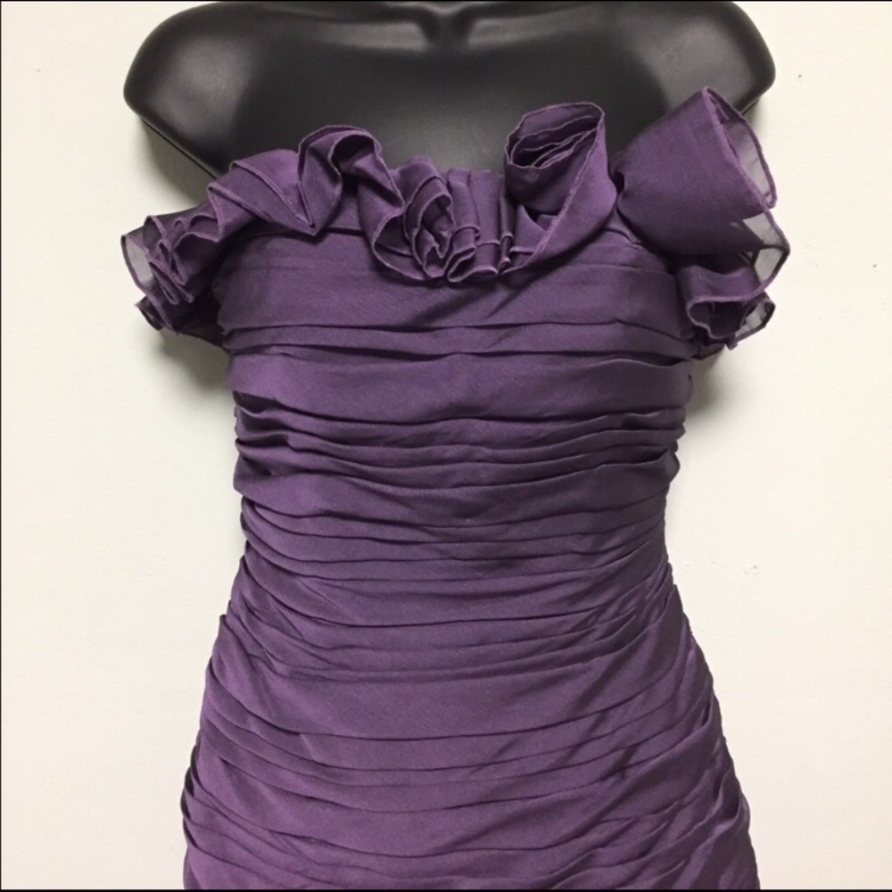 Purple strapless semi formal dress